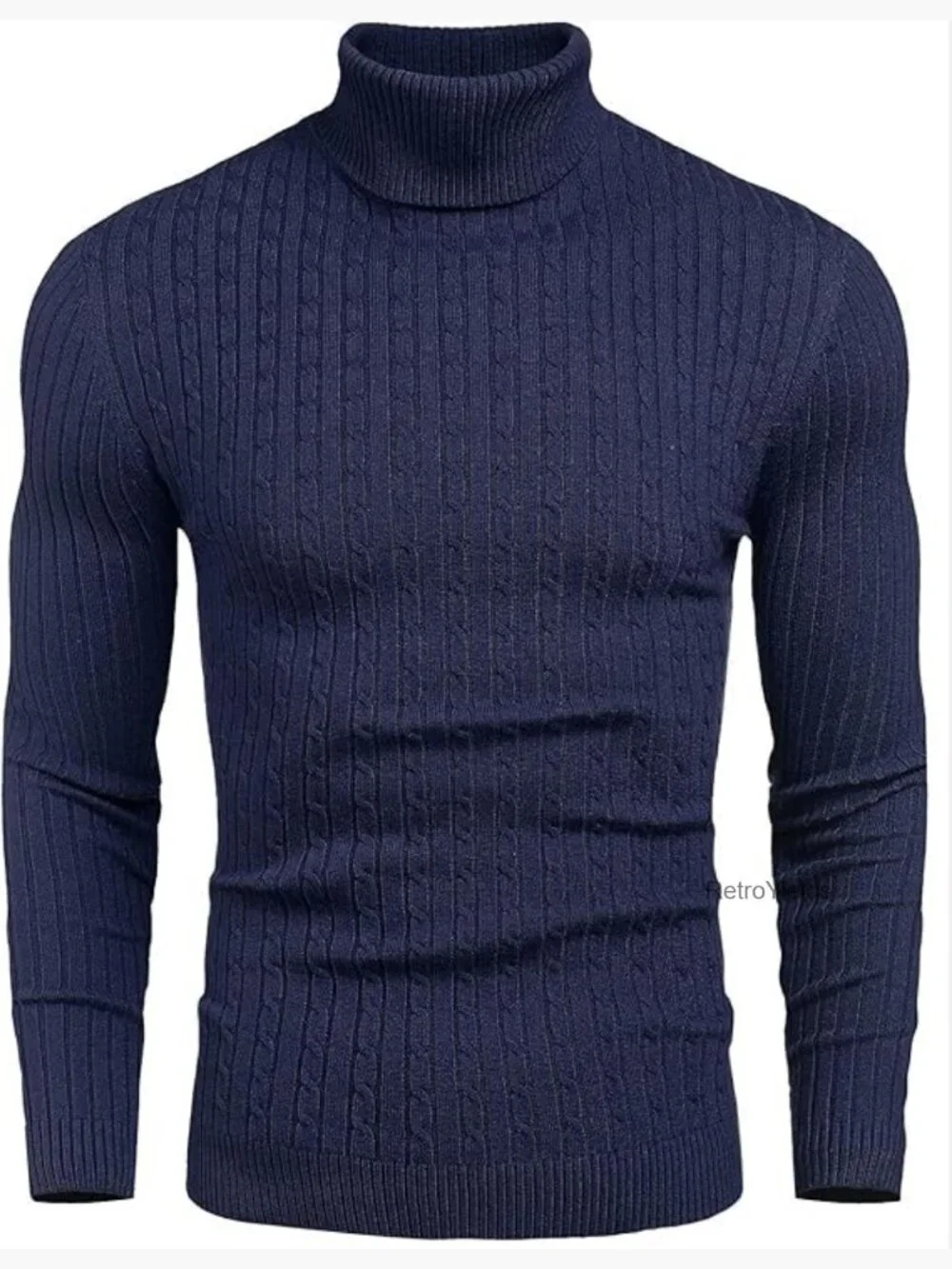 Slim Fit Turtleneck Sweater Cable Knit Thermal Pullover